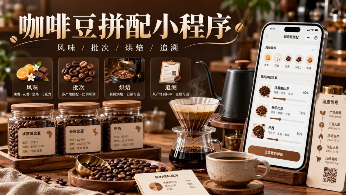 手冲咖啡豆拼配小程序怎么做？风味偏好、拼配批次、烘焙日期和复购追溯如何设计