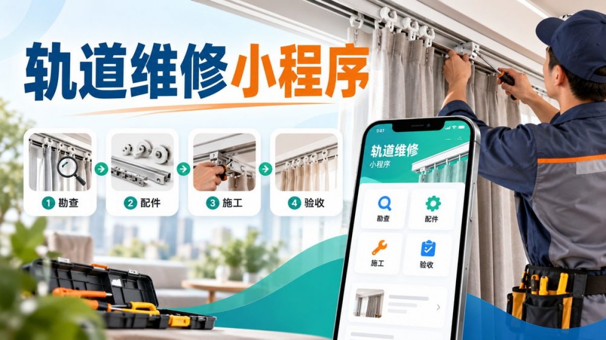 窗帘轨道维修小程序怎么做？轨道勘查、配件适配、上门施工和滑动验收如何管理