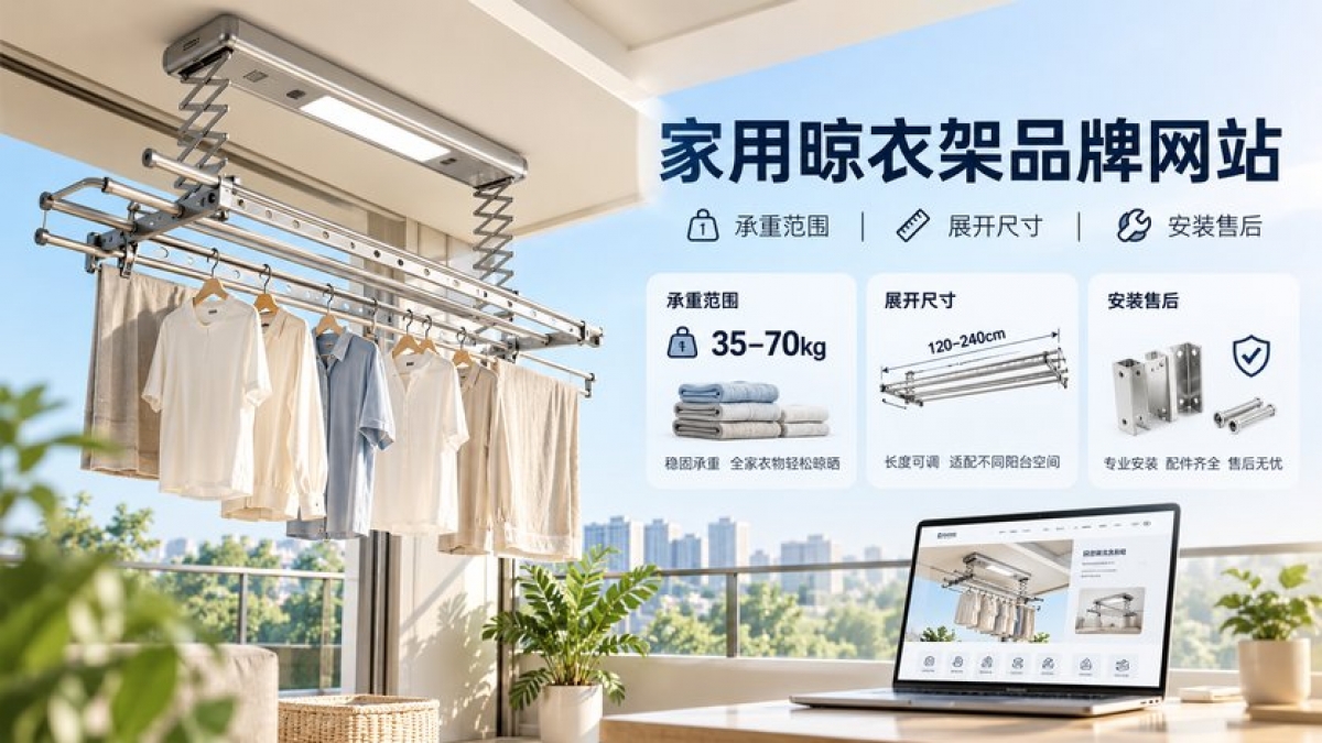 家用晾衣架品牌网站怎么建设？安装条件、承重范围、展开尺寸和配件售后如何说明