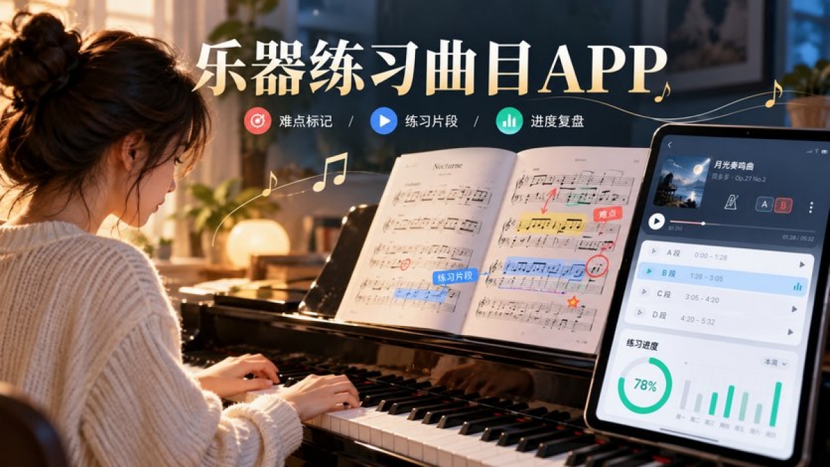 个人乐器练习曲目APP怎么做？曲目版本、练习片段、难点标记和进度复盘如何设计