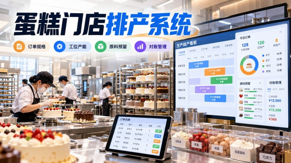 商业蛋糕门店排产系统怎么做？订单规格、工位产能、原料预留和交付对账如何管理