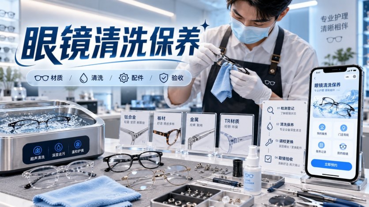 眼镜清洗保养小程序怎么做？镜架材质、服务范围、配件确认和取镜验收如何设计