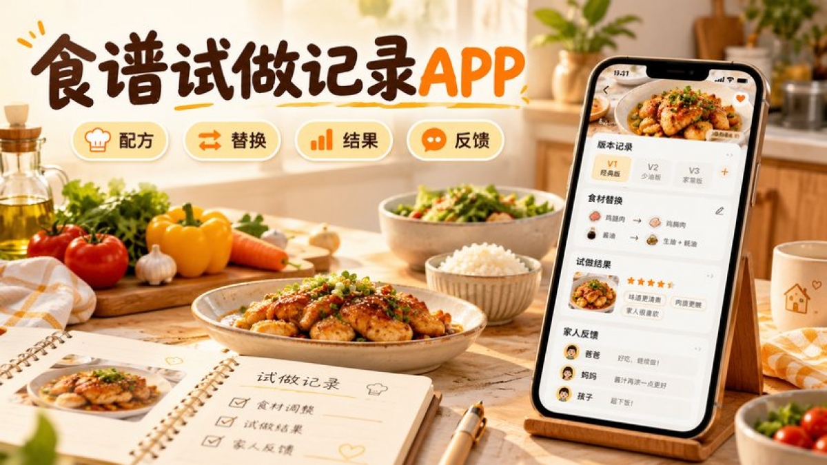 家庭食谱试做记录APP怎么做？配方版本、食材替换、试做结果和家人反馈如何设计
