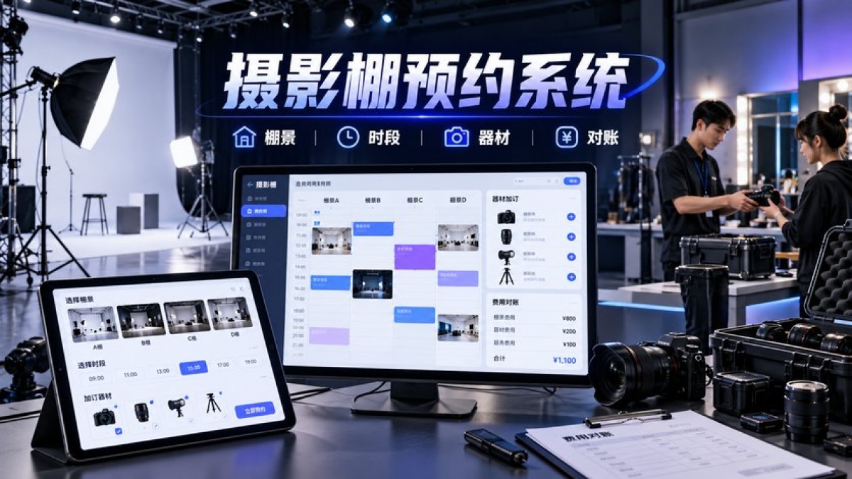 商业摄影棚预约系统怎么做？棚景时段、器材加订、现场交接和费用对账如何管理