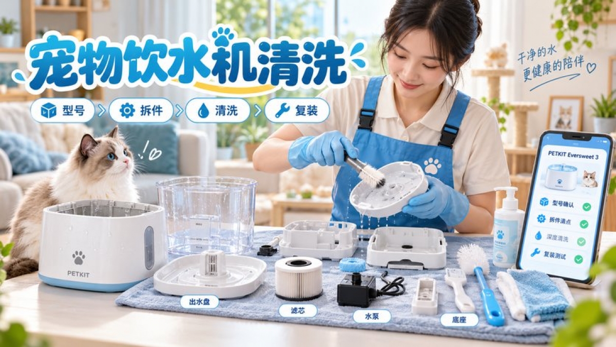 宠物饮水机清洗小程序怎么做？设备型号、拆件清点、清洗范围和复装验收如何管理