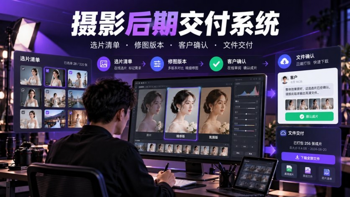 商业摄影后期交付系统怎么做？选片清单、修图版本、客户确认和文件交付如何管理