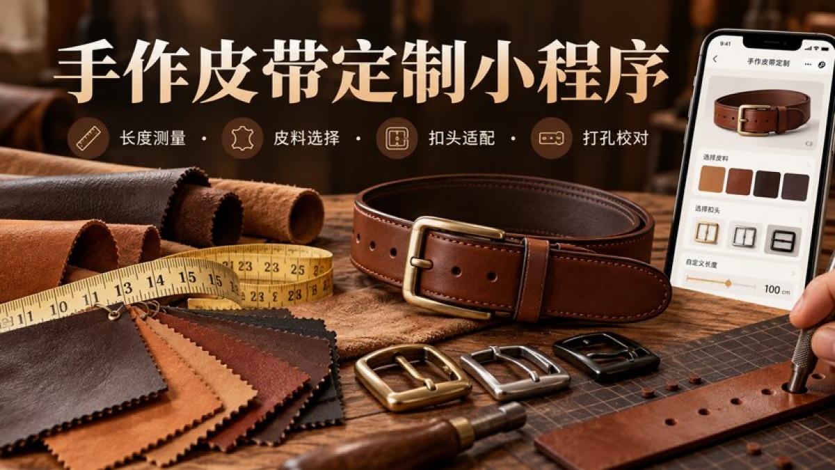 手作皮带定制小程序怎么做？长度测量、皮料选择、扣头适配和打孔校对如何管理