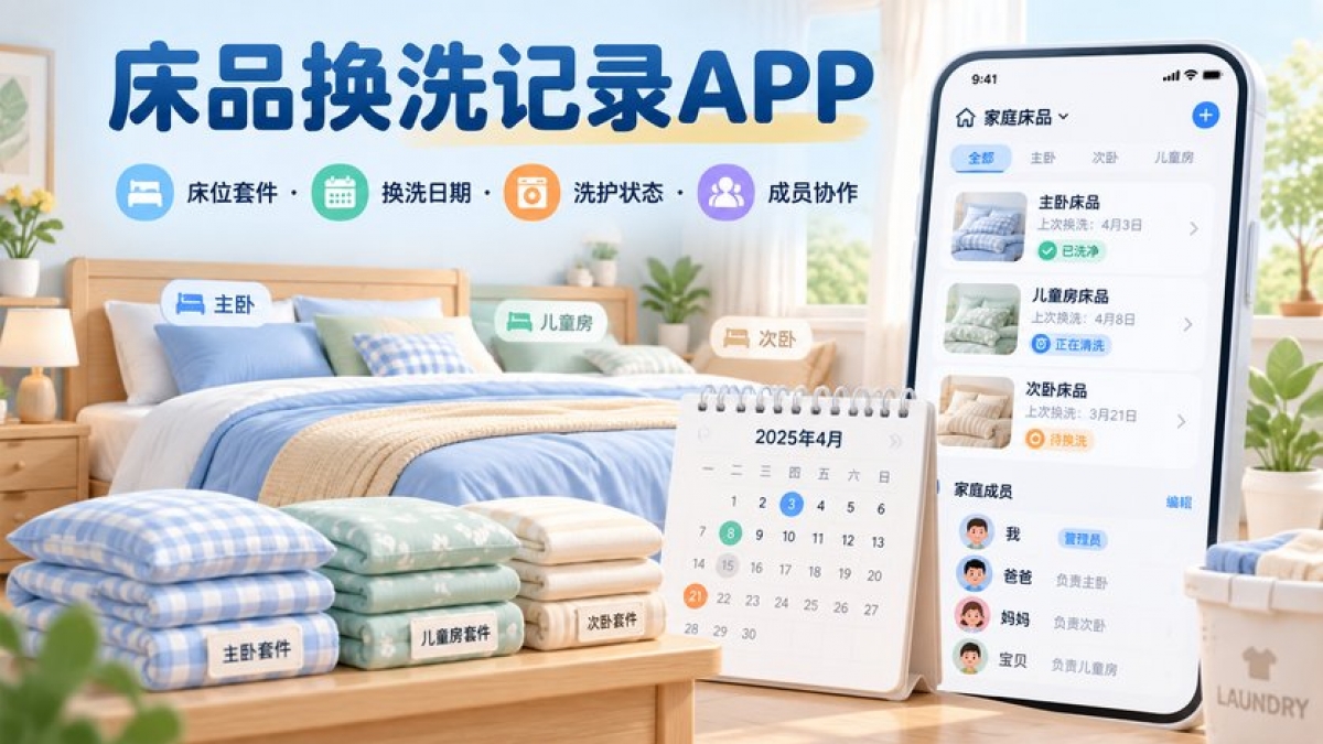 家庭床品换洗记录APP怎么做？床位套件、换洗日期、洗护状态和成员协作如何管理