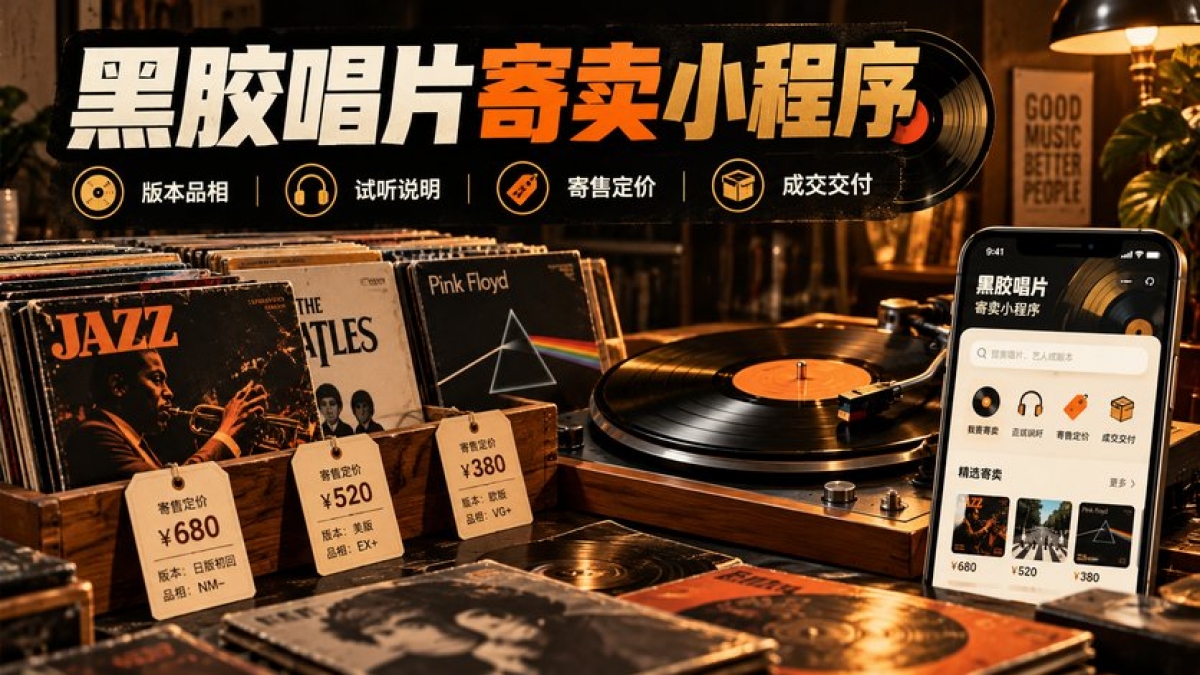 二手黑胶唱片寄卖小程序怎么做？版本品相、试听说明、寄售定价和成交交付如何设计
