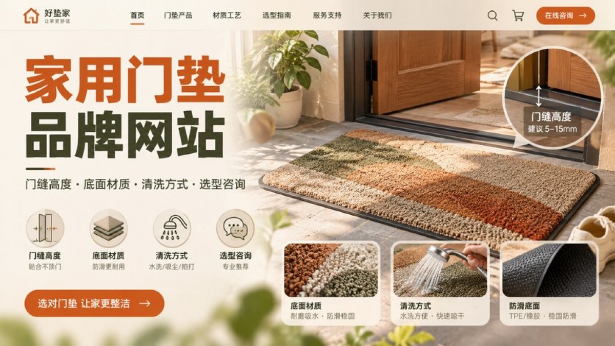 家用门垫品牌网站怎么建设？门缝高度、底面材质、清洗方式和选型咨询如何组织
