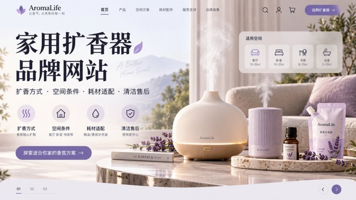 家用扩香器品牌网站怎么建设？扩香方式、空间条件、耗材适配和清洁售后如何说明