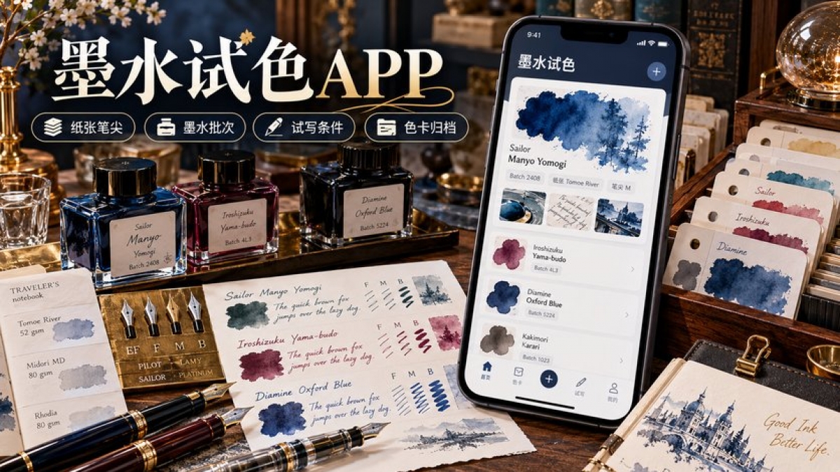 个人钢笔墨水试色APP怎么做？纸张笔尖、墨水批次、试写条件和色卡归档如何设计