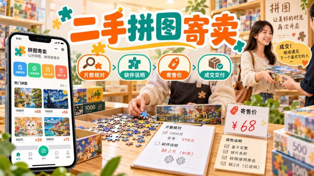 二手拼图寄卖小程序怎么做？片数核对、缺件说明、寄售价和成交交付如何设计