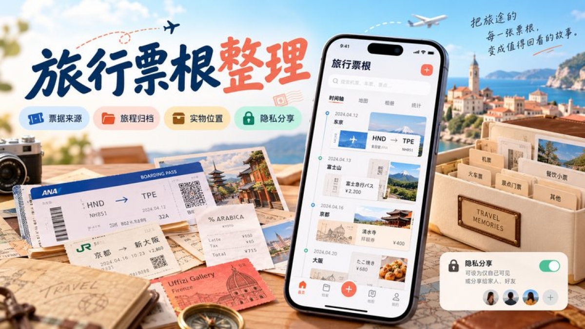 个人旅行票根整理APP怎么做？票据来源、旅程归档、实物位置和隐私分享如何设计