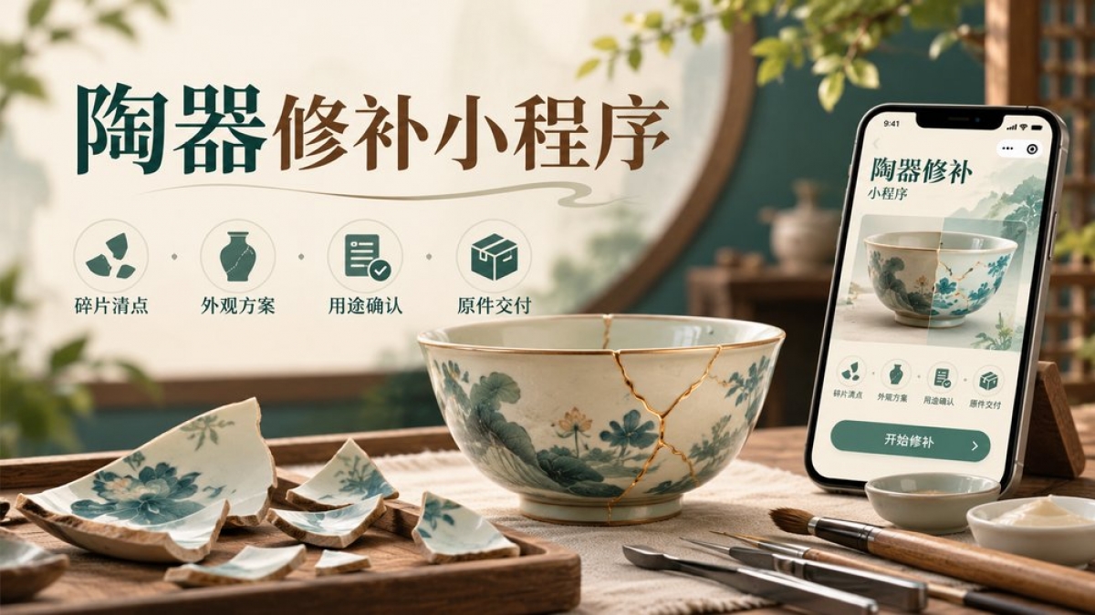 家用陶器修补小程序怎么做？碎片清点、外观方案、用途确认和原件交付如何管理