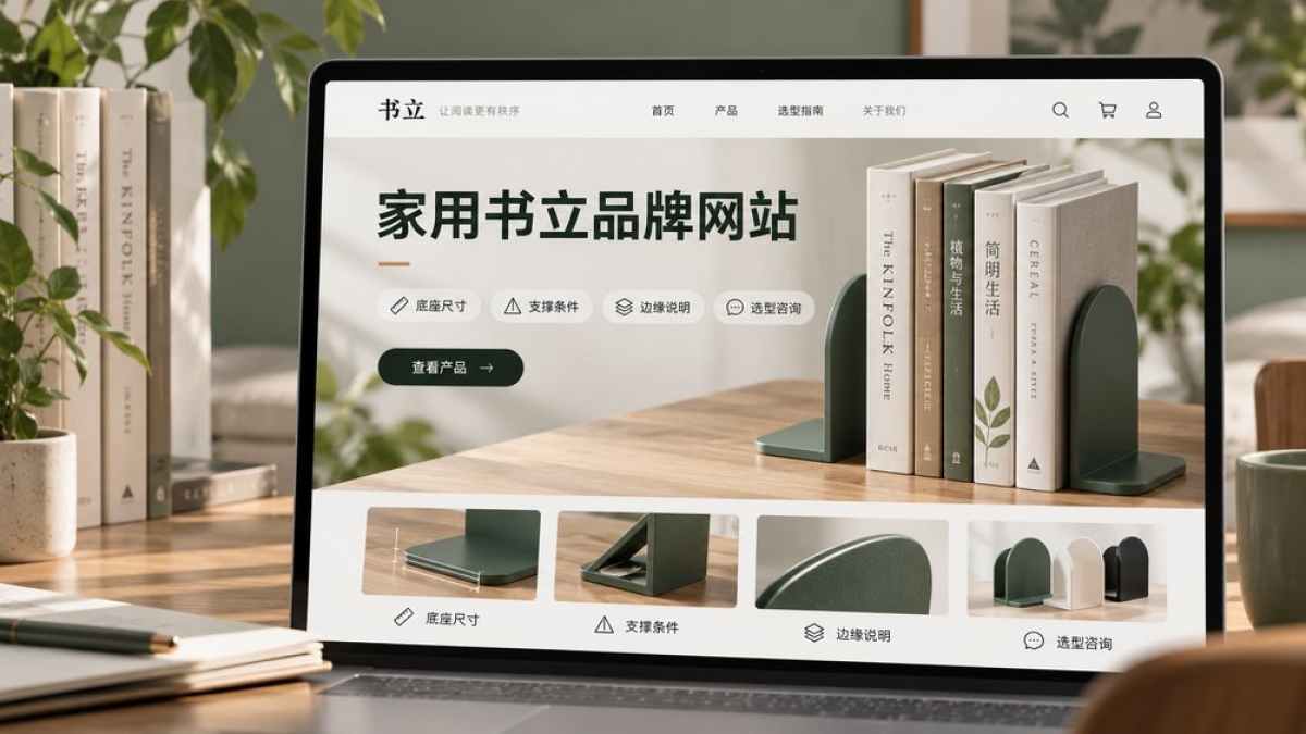 家用书立品牌网站怎么建设？底座尺寸、支撑条件、边缘说明和选型咨询如何组织