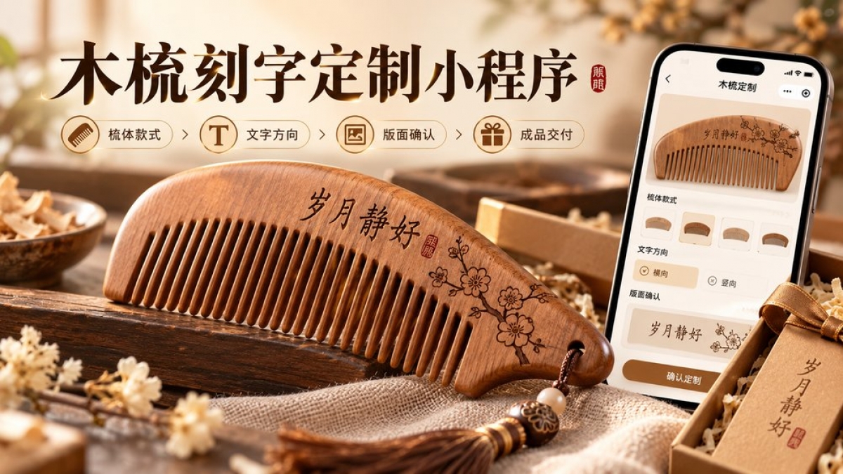 木梳刻字定制小程序怎么做？梳体款式、文字方向、版面确认和成品交付如何管理
