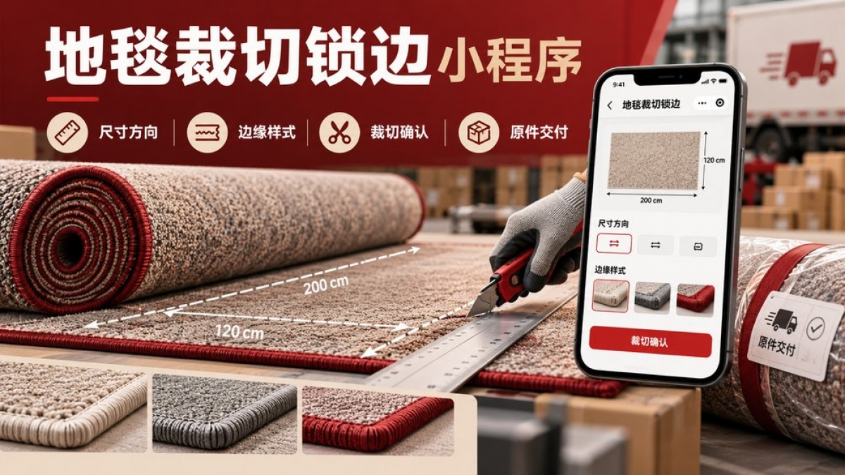 地毯裁切锁边小程序怎么做？尺寸方向、边缘样式、裁切确认和原件交付如何管理