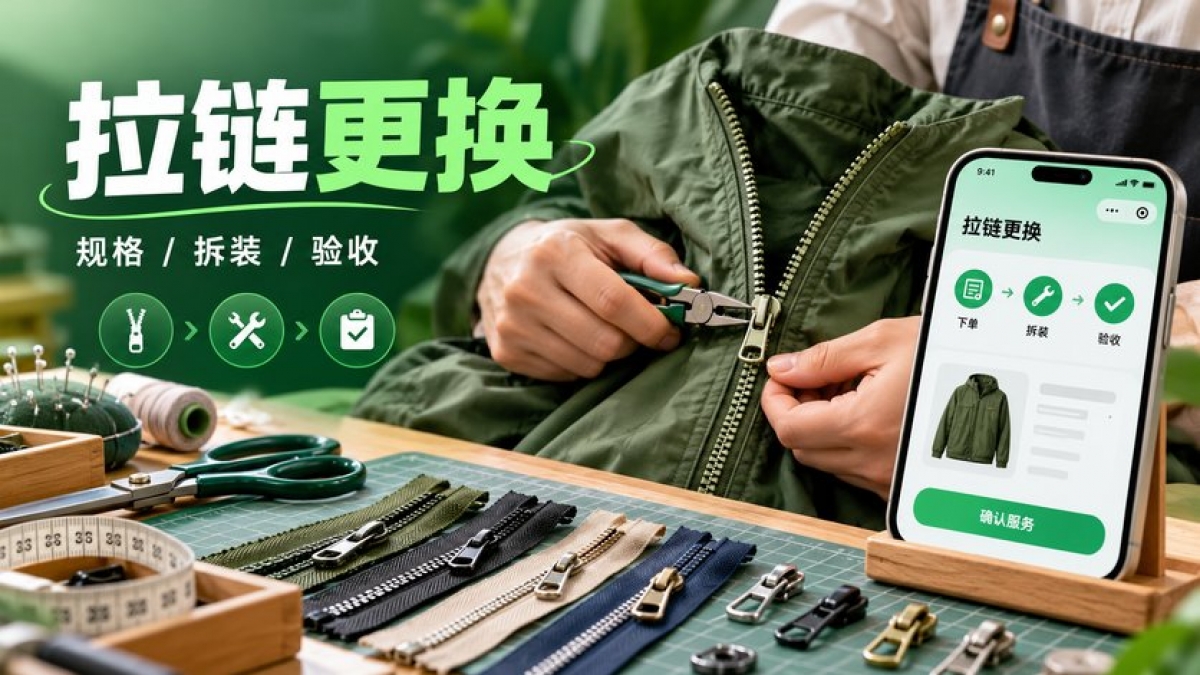 衣物拉链更换小程序怎么做？拉链规格、拆装范围、配件确认和开合验收如何管理