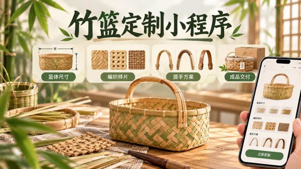 手作竹篮定制小程序怎么做？篮体尺寸、编织样片、提手方案和成品交付如何设计