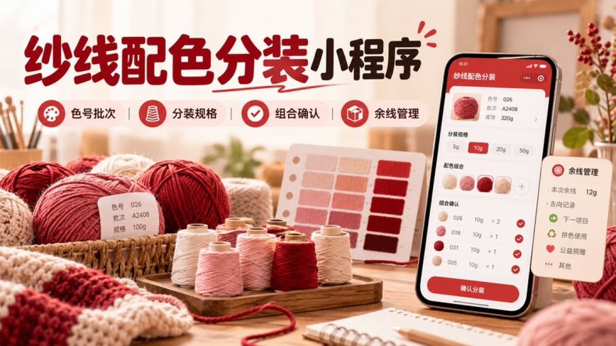 纱线配色分装小程序怎么做？色号批次、分装规格、组合确认和余线去向如何管理