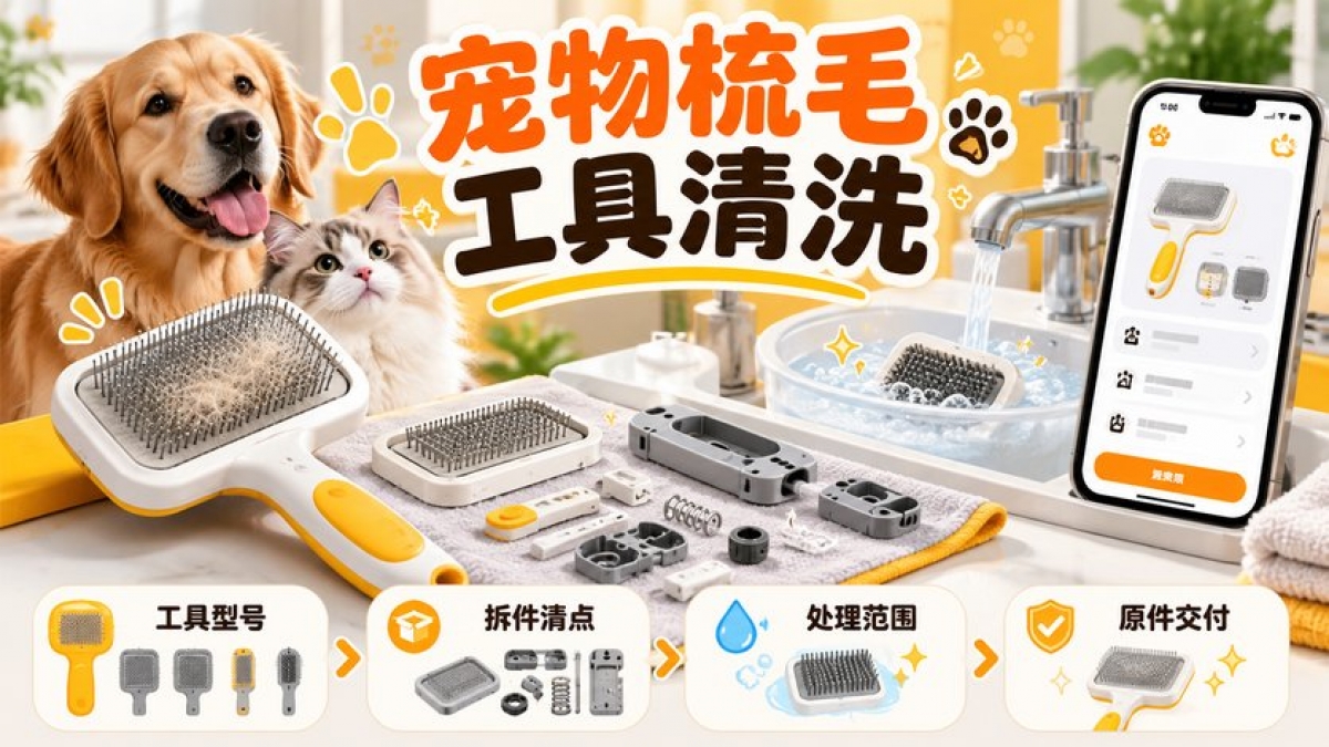 宠物梳毛工具清洗小程序怎么做？工具型号、拆件清点、处理范围和原件交付如何管理