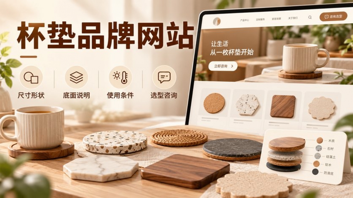 家用杯垫品牌网站怎么建设？尺寸形状、底面说明、使用条件和选型咨询如何组织