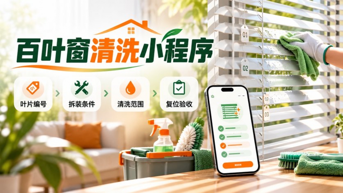 家用百叶窗清洗小程序怎么做？叶片编号、拆装条件、处理范围和复位验收如何管理