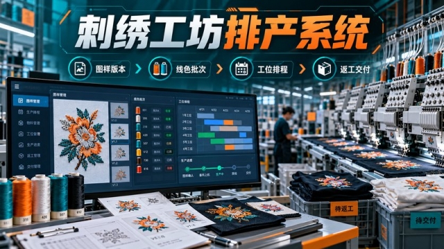 商业刺绣工坊排产系统怎么做？图样版本、线色批次、工位排程和返工交付如何管理