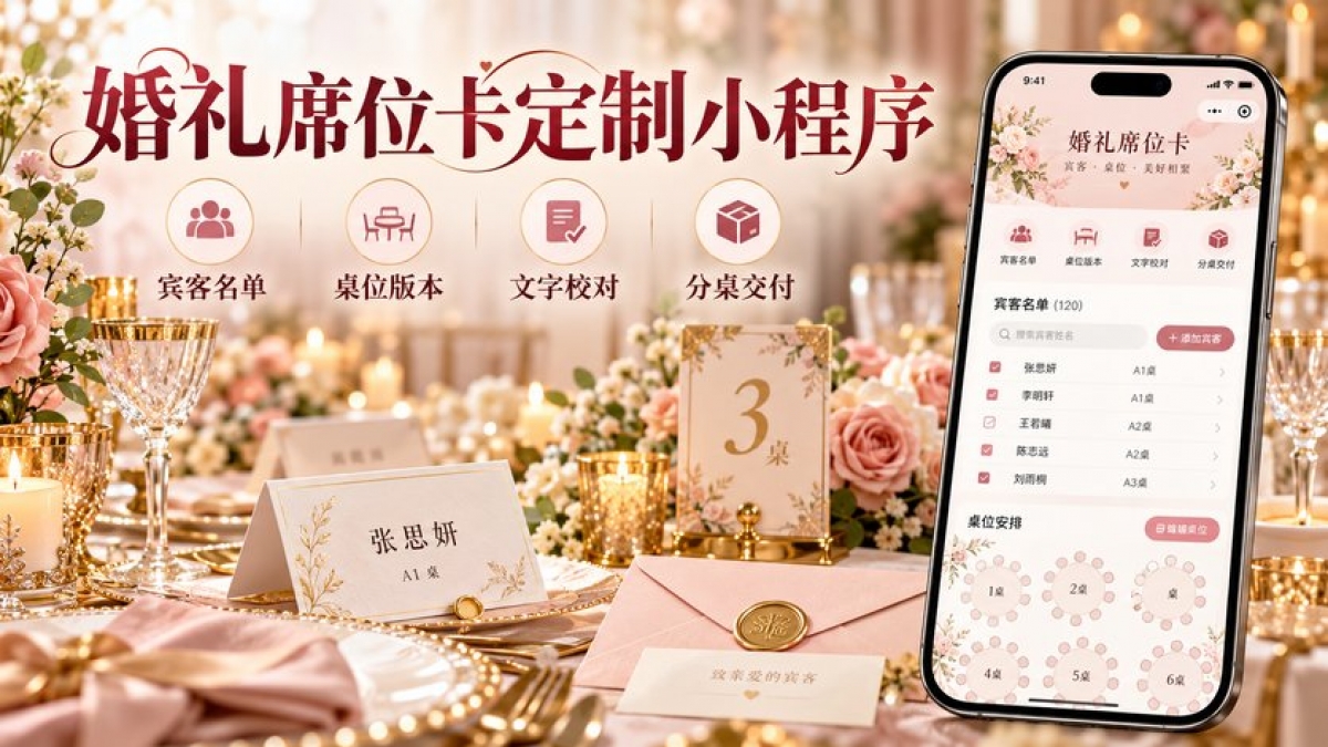 婚礼席位卡定制小程序怎么做？宾客名单、桌位版本、文字校对和分桌交付如何设计