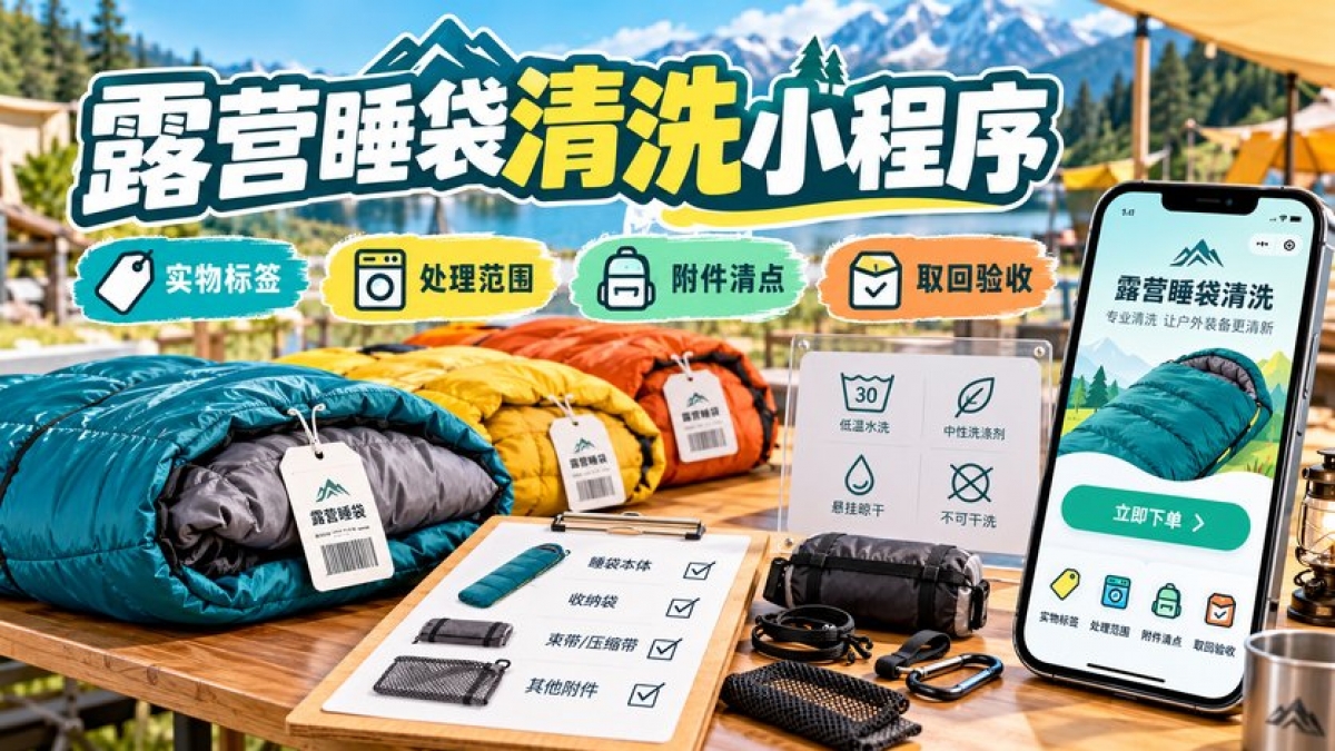 露营睡袋清洗小程序怎么做？实物标签、处理范围、附件清点和取回验收如何管理