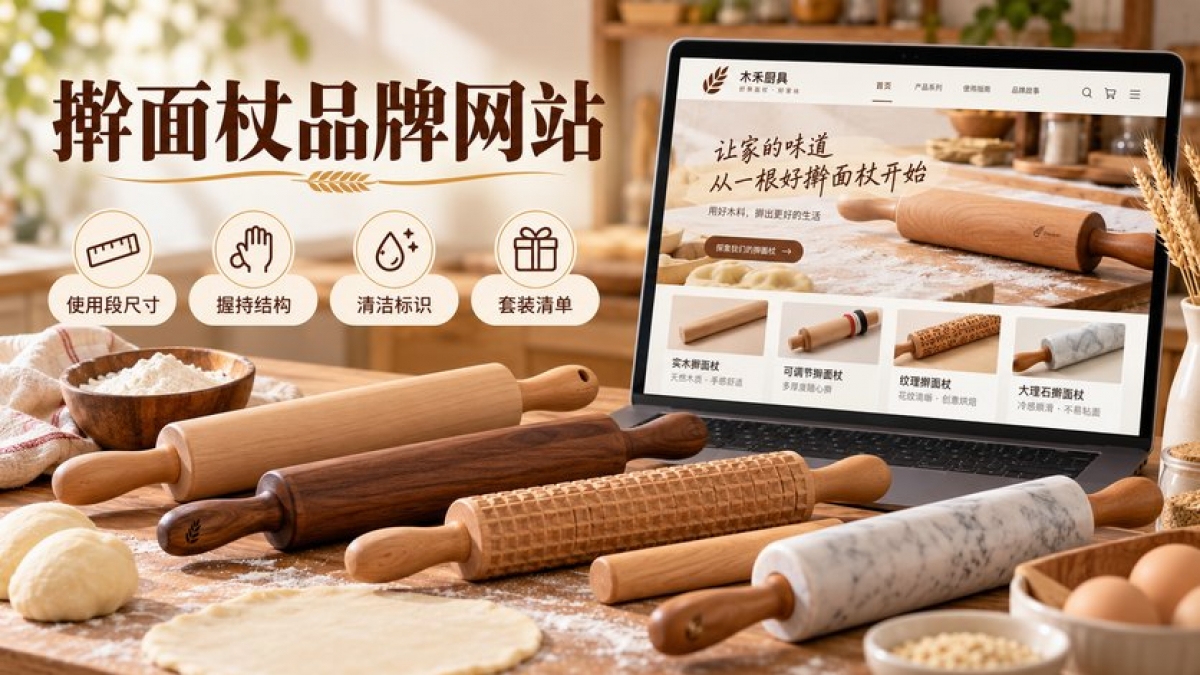 家用擀面杖品牌网站怎么建设？使用段尺寸、握持结构、清洁标识和套装清单如何呈现