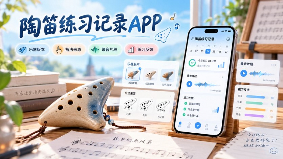 个人陶笛练习记录APP怎么做？乐器版本、指法来源、录音片段和练习反馈如何设计