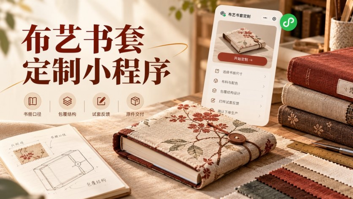 布艺书套定制小程序怎么做？书册口径、包覆结构、试套反馈和原件交付如何管理