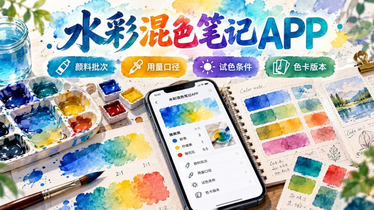 个人水彩混色笔记APP怎么做？颜料批次、用量口径、试色条件和色卡版本如何设计