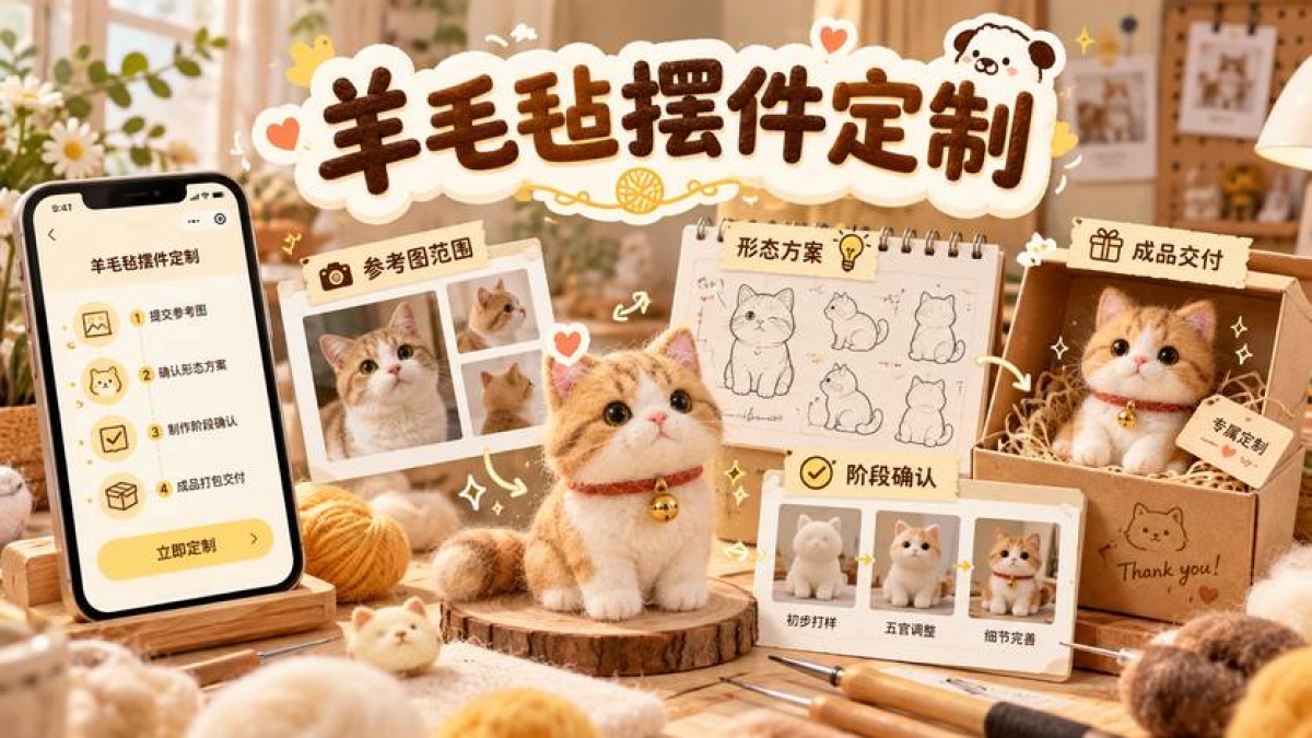 羊毛毡摆件定制小程序怎么做？参考图范围、形态方案、阶段确认和成品交付如何管理