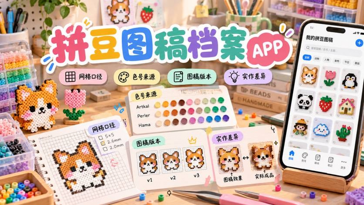 个人拼豆图稿档案APP怎么做？网格口径、色号来源、图稿版本和实作差异如何设计