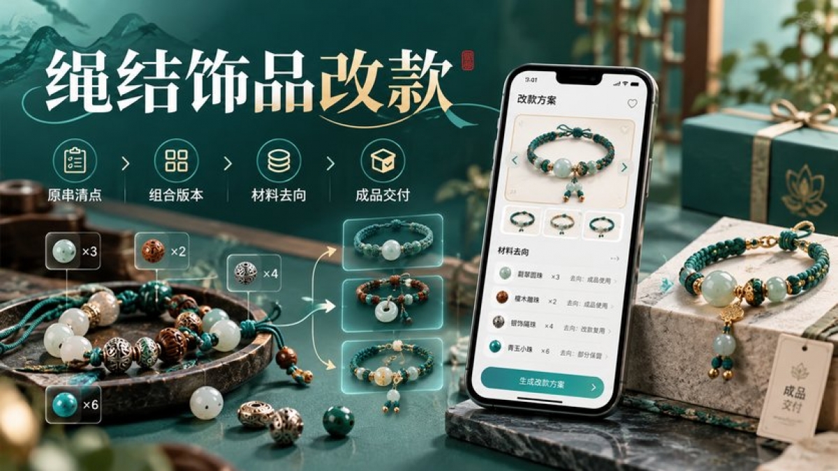 绳结饰品改款小程序怎么做？原串清点、组合版本、材料去向和成品交付如何管理