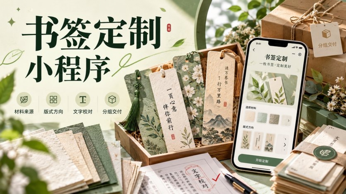 手工书签定制小程序怎么做？材料来源、版面方向、文字校对和分组交付如何设计