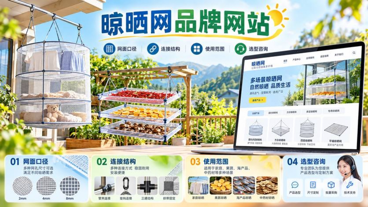 家用晾晒网品牌网站怎么建设？网面口径、连接结构、使用范围和选型咨询如何说明