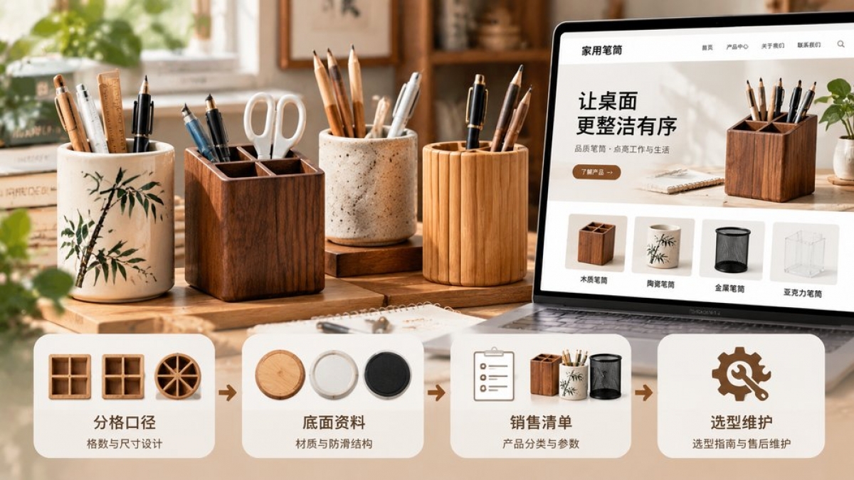 家用笔筒品牌网站怎么建设？分格口径、底面资料、销售清单和选型维护如何组织