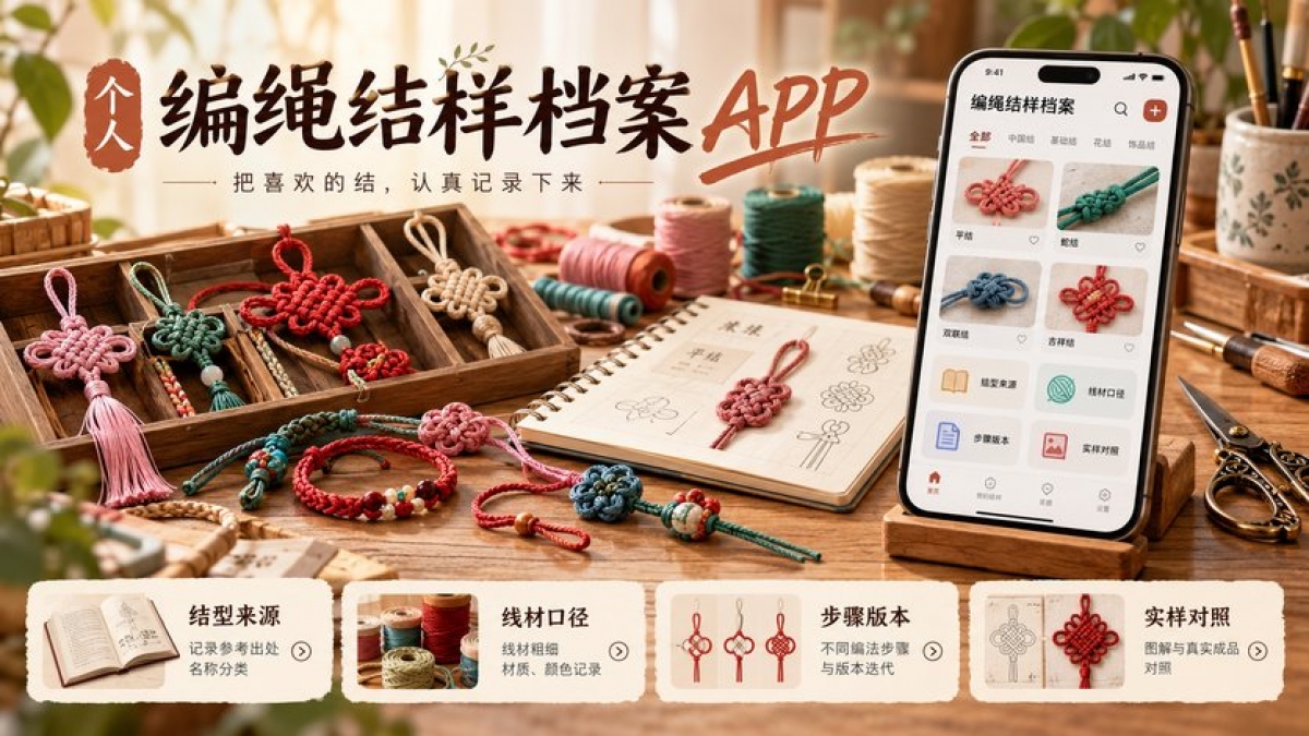 个人编绳结样档案APP怎么做？结型来源、线材口径、步骤版本和实样对照如何管理