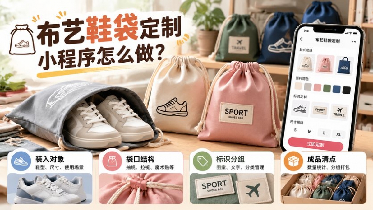 布艺鞋袋定制小程序怎么做？装入对象、袋口结构、标识分组和成品清点如何管理