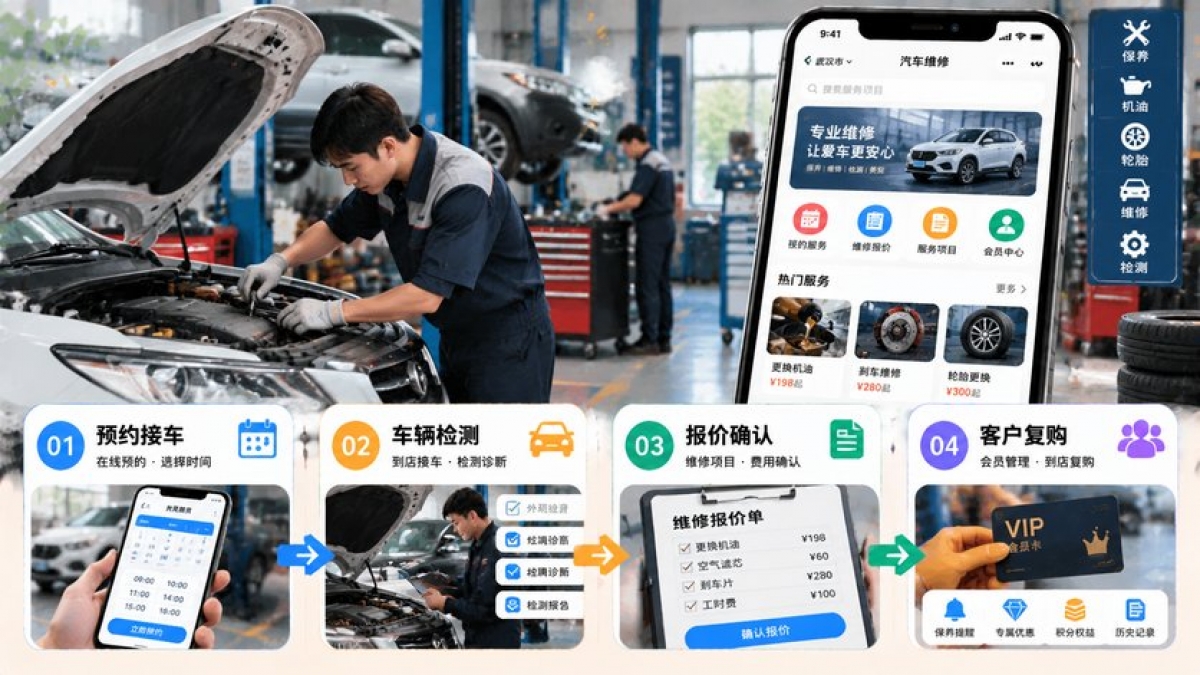 汽车维修门店小程序开发值不值得？预约接车、报价确认和客户复购如何评估