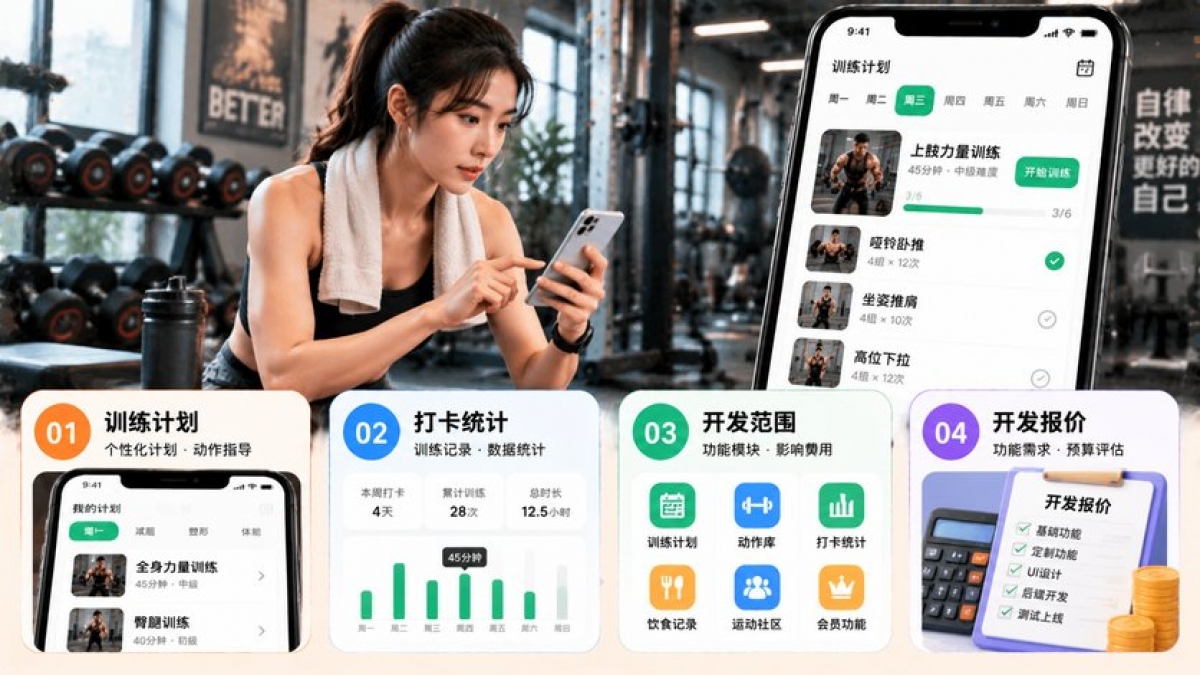 健身训练记录APP开发需要多少钱？训练计划、打卡统计和开发范围如何确定