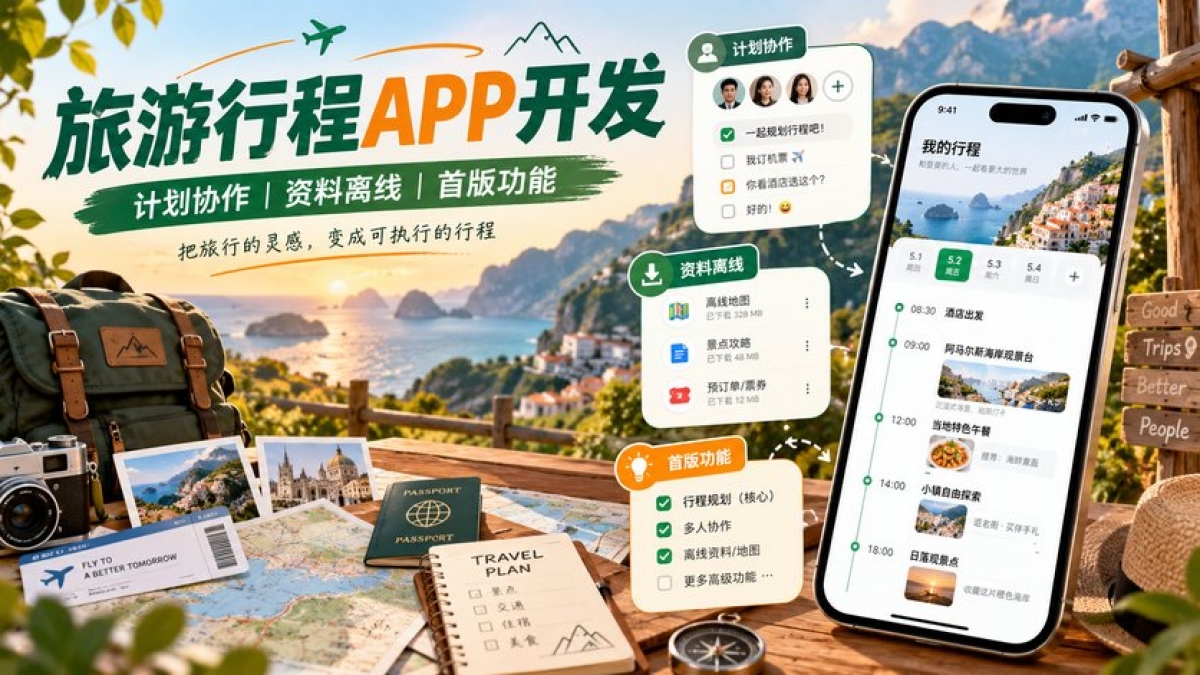 旅游行程APP开发预算怎么做？计划协作、资料离线和首版功能如何取舍