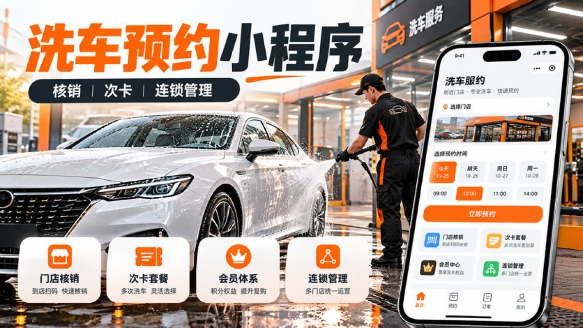 洗车预约小程序开发怎么选方案？单店核销、次卡会员和连锁管理有哪些区别