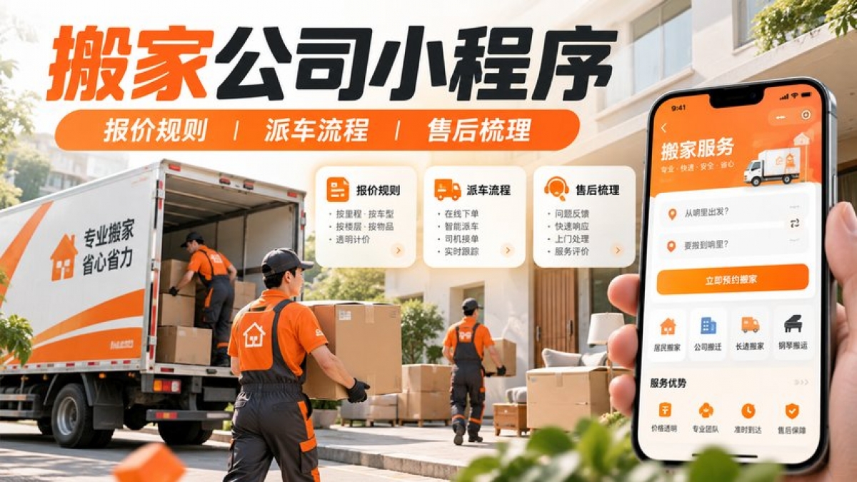 搬家公司小程序开发前要准备哪些资料？报价规则、派车流程和售后怎么梳理
