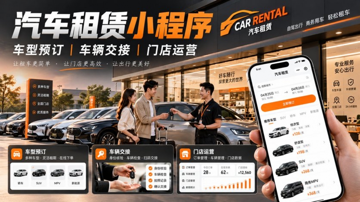 汽车租赁小程序开发值不值得？车型预订、车辆交接和门店运营如何评估