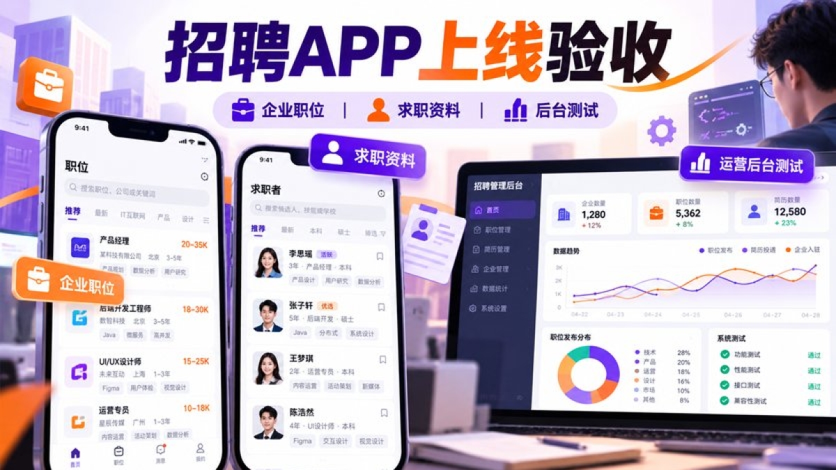 招聘APP上线前怎么验收？企业职位、求职资料和运营后台要测试哪些内容